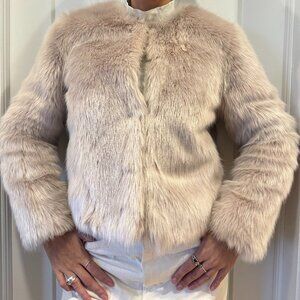 Carolina Belle Dusty Rose Faux Fur Cropped Jacket